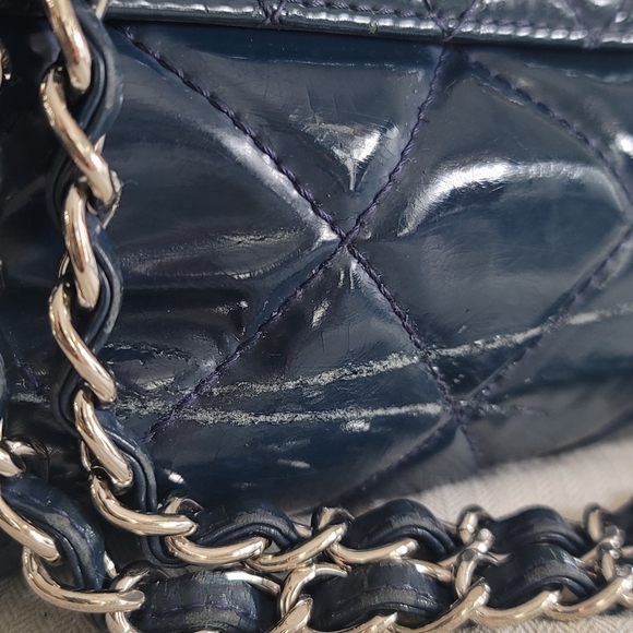 Authentic Chanel In The Business Flap Bag Quilted Patent Vinyl Maxi - Picture 11 of 16